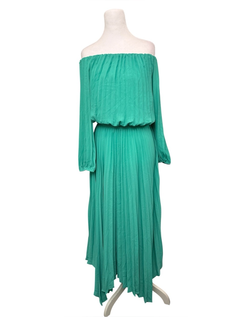 INC International Concepts, Off the Shoulder Pleated Maxi Dress Small NWT